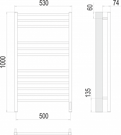 Ватикан П12 500х1000 электро (sensor quick touch) Полотенцесушитель TERMINUS) крашеные Салават - фото 3