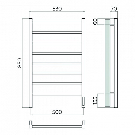Ватикан П8 500х850 Электро Полотенцесушитель TERMINUS Оружейная сталь Салават - фото 4