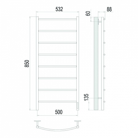 Классик П8 500х850 Электро (quick touch) Полотенцесушитель TERMINUS Сатин Салават - фото 4