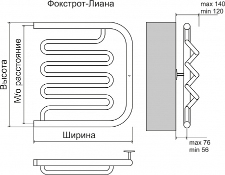 Фокстрот-Лиана AISI 600х500 Полотенцесушитель  TERMINUS Салават - фото 3