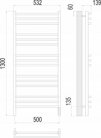 Прато П15 500х1300 электро (sensor quick touch) Полотенцесушитель  TERMINUS Салават - фото 3