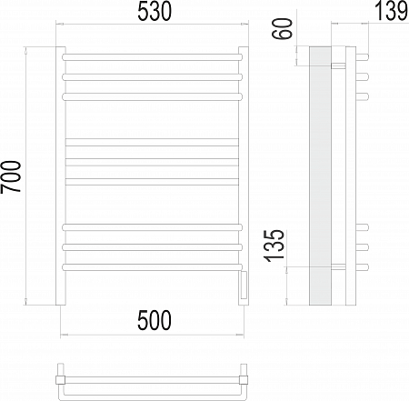 Соренто П9 500х700 электро (sensor quick touch) Полотенцесушитель  TERMINUS Салават - фото 3