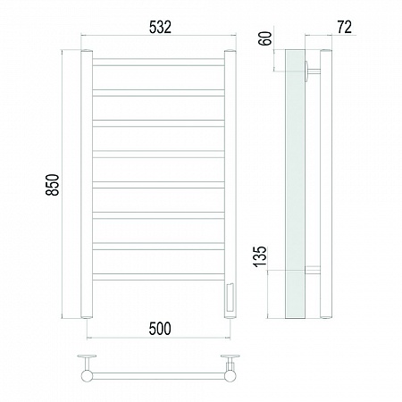 Аврора П8 500х850 Электро Полотенцесушитель TERMINUS Золото Салават - фото 4