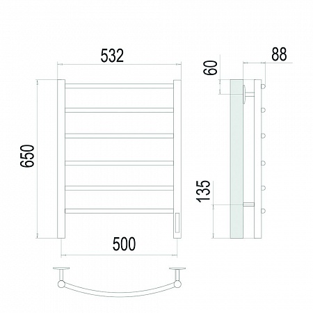 Классик П6 500х650 Электро (quick touch) Полотенцесушитель TERMINUS Сатин Салават - фото 4