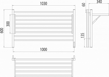 Горизонт П8 1000х600 электро КС ЧЕРНЫЙ МУАР (sensor quick touch) Полотенцесушитель TERMINUS Салават - фото 5