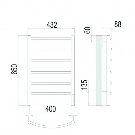 Классик П6 400х650 Электро (quick touch) Полотенцесушитель TERMINUS Сатин Салават - фото 4